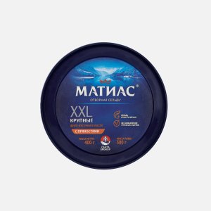 Сельдь Матиас филе-кусочки с/с XXL отборные с пряностями в масле 400г