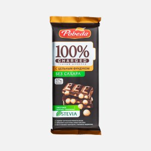 Шоколад Победа Чаржед темный с цельным фундуком б/сах 90г