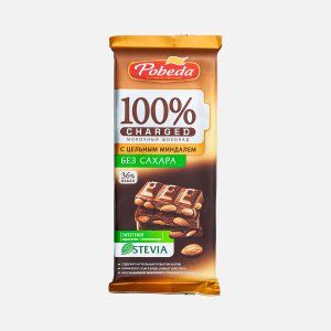 Шоколад Победа Чаржед молочный с цельным миндалем б/сах 90г