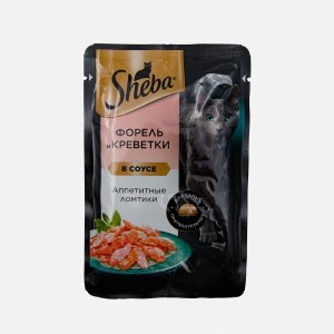 Корм Шеба Форель и креветки ломтики в соусе пауч 75г