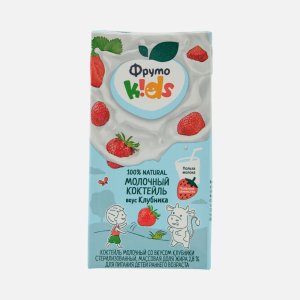 Коктейль ФрутоКидс молочный со вкусом клубники 2.8% т/п 0,2л