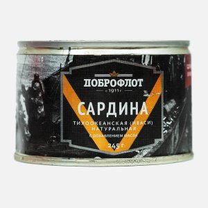 Сардина Доброфлот Иваси т/о натуральная д/м ж/б 245г
