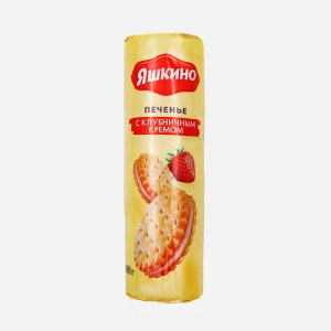 Печенье Яшкино затяжное с клубничным кремом 190г