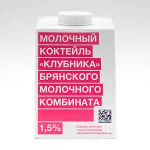 Коктейль БМК молочный Клубника ультрапаст 1.5% т/п 500г