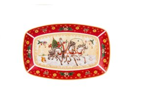 Блюдо Лефард Тройка прямоуг красное фарфор 25х16х3см 85-1726