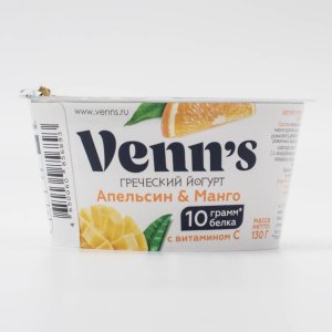 Йогурт Веннс Греческий Апельсин и манго с витам С 0.1% пл/ст 130г