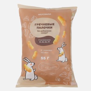 Палочки Вкусвилл гречневые без сахара с витаминами 55г