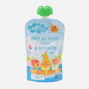 Пюре Вкусвилл из яблок/груш/персиков 90г