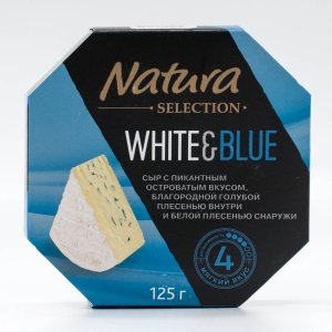 Сыр Натура Селекшн Вайт&Блю с голубой/белой плесенью 60% 125г