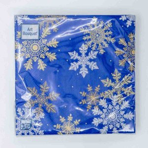 Салфетки АртБукет Снежинки на синем бум 33*33 3сл 20 лист