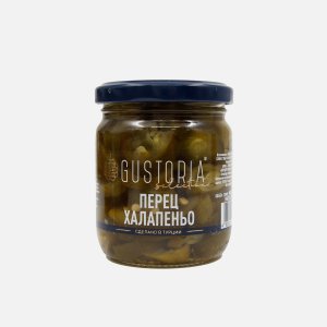Перец Густория Халапеньо зеленый резаный ст/б 90г/210мл