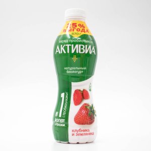 Биойогурт Активиа Клубника/земляник обогащенный 1.5% пл/бут 870г
