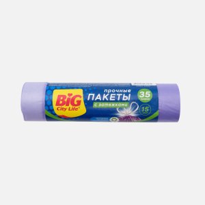 Пакеты для мусора Биг Сити 51*52см HD 35л лилов 15шт полиэт