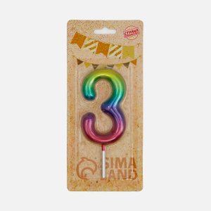 Свеча д/торта Акварель цифра 3 9см гигант 5311070