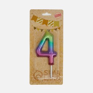 Свеча д/торта Акварель цифра 4 9см гигант 5311071
