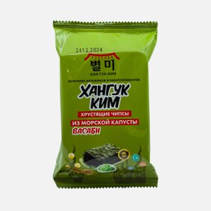 Чипсы Хангук Ким Васаби хрустящие из морской капусты 5г
