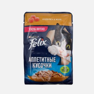 Корм Феликс Аппетитные кусочки индейка в желе пауч 75г