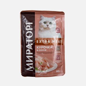 Корм Мираторг Экстра Мит д/стерил кошек Курочка в соусе пауч 80г
