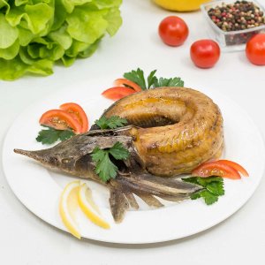 Стерлядь кольчиком из Русской печи вес