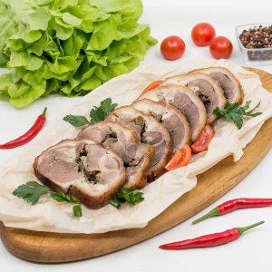 Рулет из гуся в медово-горчичном маринаде вес