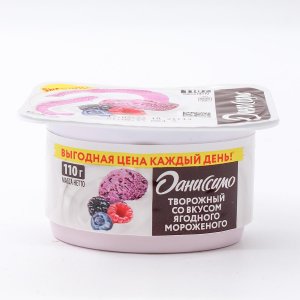 Продукт творожный Даниссимо со вкусом Ягодное мороженое 5.6% пл/ст 110г