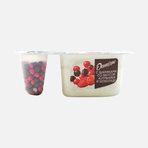 Йогурт Даниссимо Фантазия Хрустящие рисовые шарики со вкусом клубники и молочного шоколада 6.9% пл/ст 105г