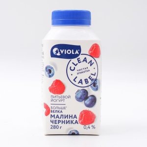 Йогурт Виола Клин Лейбл Малина/черника питьевой 0.4% 280г