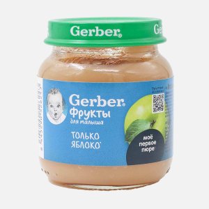 Пюре Гербер Яблоко обощ витам С с 4мес ст/б 125г