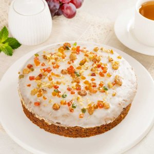Пирог с изюмом, орехами и цукатами постный вес