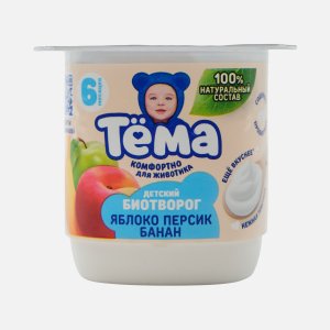 Биотворог Тёма Яблоко/Персик/Банан с 6мес 4% пл/ст 95г