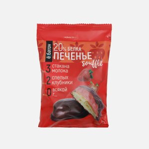 Печенье Ёбатон Клубника/суфле 20% белка в глазури 50г