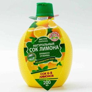 Сок лимона Азбука продуктов 100% натуральный пл/б 200мл