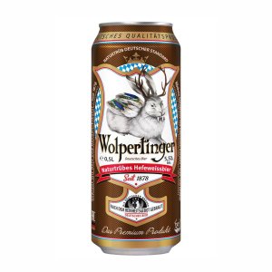 Пиво Вольпертингер Пшеничное светлое нефильтрованное пастеризованное 5.5% ж/б 0,5л