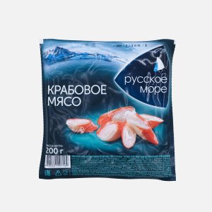 Крабовое мясо Русское море имитированное замороженное в/у 200г