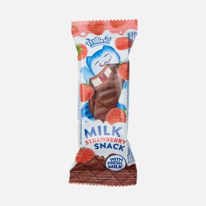 Пирожное Милино Милк Снек с кремом с цельным молоком и клубничным джемом глазированное 29г