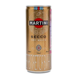 Напиток Мартини Секко виноградосодержащий белый полусухой газированный 10% ж/б 0,25л