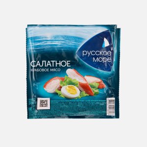 Мясо крабовое Русское море Салатное имитированное охлажденное в/у 200г