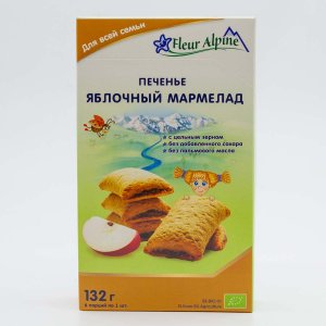 Печенье Флер Альпин Яблочный мармелад к/к 132г
