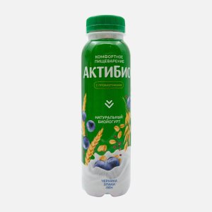 Биойогурт АктиБио Черника/Злаки/Лён обогащенный 1.6% пл/б 260г
