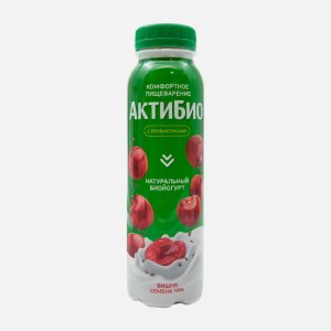 Биойогурт АктиБио Вишня, Семена чиа обогащенный 1.5% пл/б 260г