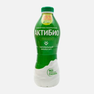 Биойогурт АктиБио натуральный обогащ без сахара 1.8% пл/б 870г