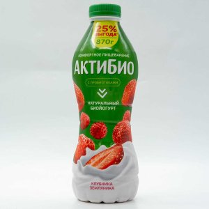 Биойогурт АктиБио Клубника и Земляника обогащенный 1.5% 870г