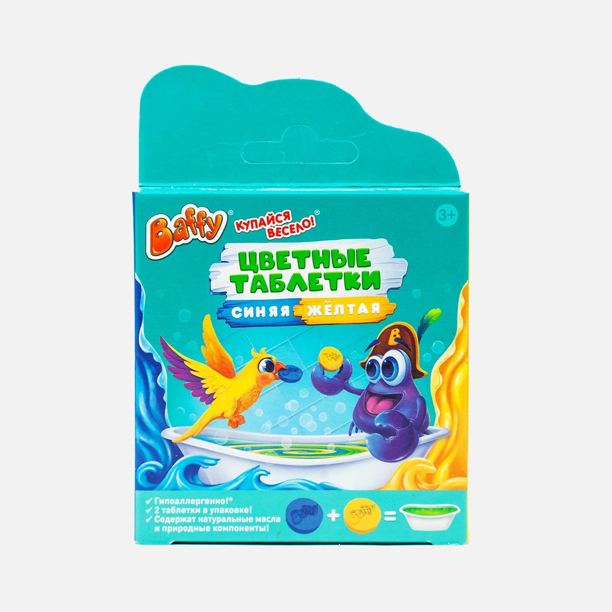 Средства Баффи Цветные таблетки д/принятия ванн синяя+желтая 30г Средства Баффи Цветные таблетки д/принятия ванн синяя+желтая 30г