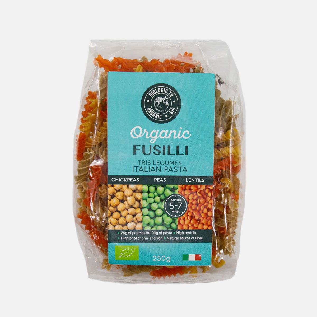 Мак. изд. Биолоджик.ТВ Фузилли из трех видов бобовых 250г Мак. изд. Биолоджик.ТВ Фузилли из трех видов бобовых 250г