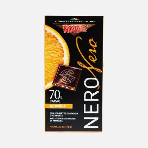 Шоколад Нови Неро горький с апельсином и миндалем 75г