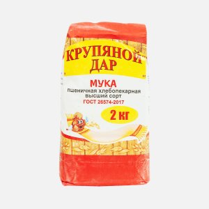 Мука Крупяной дар пшеничная хлебопекарная в/с ГОСТ бум/пак 2кг