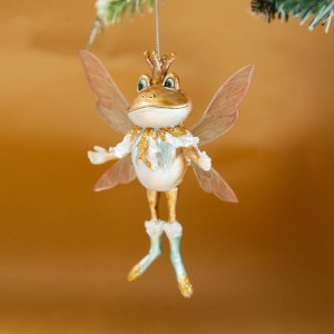 Украшение елоч Лягушонок-сказочный принц стекло 11х4х12см 208317