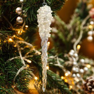 Украшение елочное Сосулька Голубой иней стекло 3х3х18,5см 234073