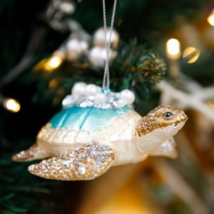 Украшение елочное Королевская черепаха стекло 9,5х9х5см GLT686