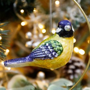 Украшение елочное Лазоревка стекло 11,5х4,5х5см GLT767
